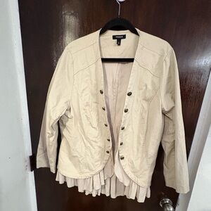 Bundl 2 for $30. Torrid Cream Women's Blazer with Ruffle Hem. Size 2XL.